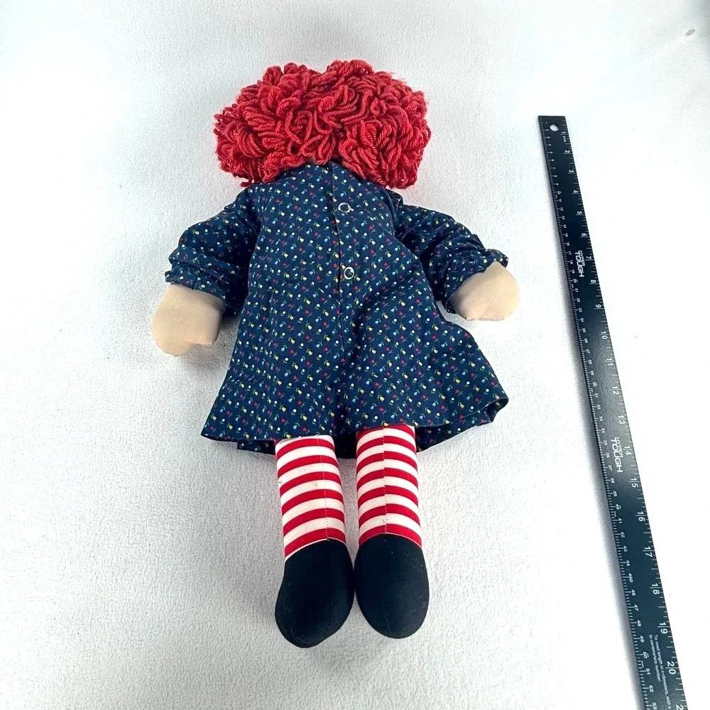 Vtg Raggedy Ann Doll Stuffed Plush Toy Red Hair Blue Dress 80s Collectible 19